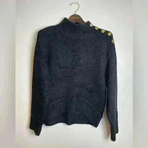 Topshop Black sweater with gold coins on one side size 4-6